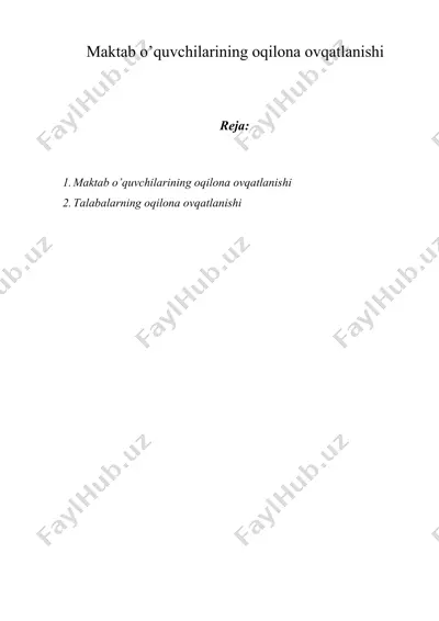 maktab o’quvchilarining oqilona ovqatlanishi — DOCX
