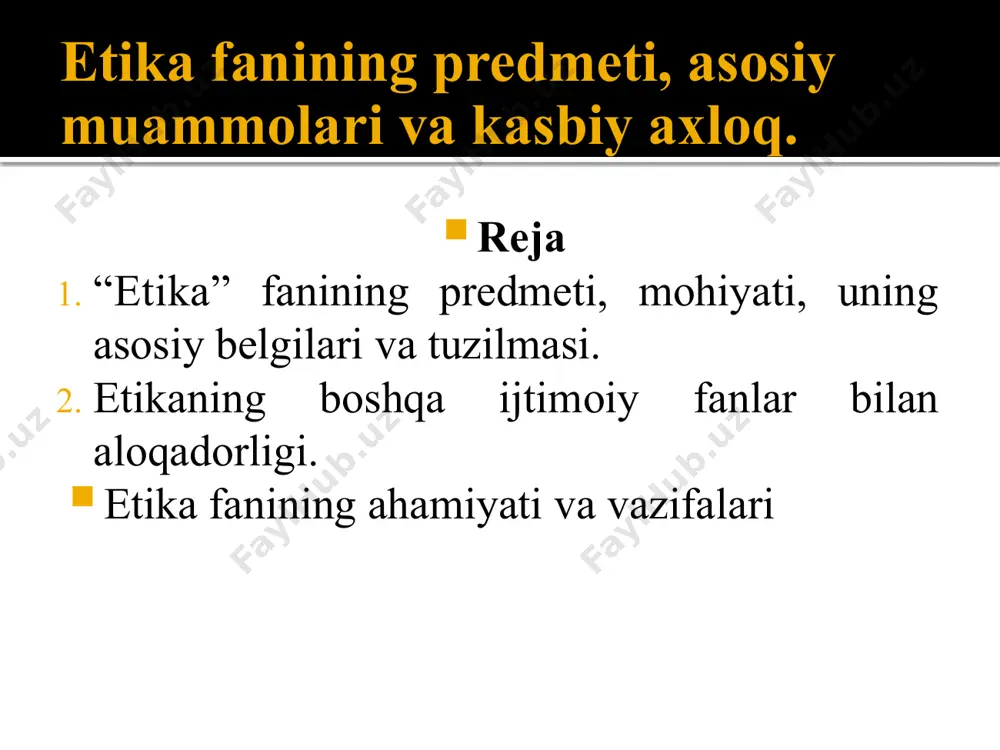 ng eng qamrovli qismini bildiradi. axloqni umumiy tushuncha sifatida olib, uni doira shaklida aks ettiradigan bo‘lsak, doiraning eng kichik qismini odob, undan kattaroq qismini - xulq, eng qamrovli qismini axloq egallaydi. odob - inson haqida yoqimli taassurot uyg‘otadigan, lekin jamoa, jamiyat va insoniyat hayotida burilish yasaydigan darajada muhim ahamiyatga ega bo‘lmaydigan, milliy urf-odatlarga asoslangan chiroyli xatti-harakatlarni o‘z ichiga oladi. xulq - oila, jamoa, mahalla-ko‘y miqyosida ahamiyatli bo‘lgan, ammo jamiyat va insoniyat hayotiga sezilarli ta’sir ko‘rsatmaydigan yoqimli insoniy xatti-harakatlarning majmui. axloq - jamiyat, zamon, insoniyat tarixi uchun namuna bo‘la oladigan ijobiy xatti-harakatlar yig‘indisi, insoniy kamolot darajasini belgilovchi ma’naviy hodisa. bu fikrlarimizni misollar orqali tushuntirishga harakat qilamiz. deylik bu fikrlarimizni misollar orqali tushuntirishga harakat qilamiz. deylik, metroda yoshgina yigit, talaba hamma qatori o‘tiribdi. navbatdagi bekatdan bir keksa kishi chiqib, uning ro‘parasida tik turib qoldi. agar talaba darhol: «o‘tiring, otaxon!» deb joy bo‘shatsa, u chiroyli a’mol qilgan bo‘ladi va bu a’moli bilan atrofdagilarda …