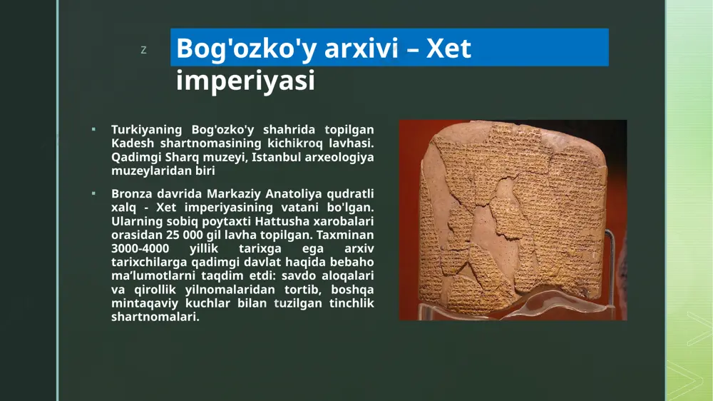 ulotlarni etkazib bergan. va yevroosiyo bo'ylab ipak, balki g'oyalar va e'tiqodlar. birinchi g'orlar milodiy 366 yilda buddistlarning meditatsiyasi va ibodat joylari sifatida qazilgan. 20-asr boshlarida 5—11-asrlarga oid qoʻlyozmalarni saqlagan “kutubxona gʻori” topildi. ushbu hujjatlarning 50 000 dan ortig'i topildi, ular turli tillarda yozilgan. g'or 11-asrda devor bilan o'ralgan bo'lib, uning orqasidagi aniq sabablar sir bilan qoplangan. mogao grottoes, 27 iyul 2011 y z z qadimgi yunon, rim va xitoy tarixchilari va geograflarining asarlari hamdunyo bunda katta ahamiyat kasb etadi. qadimgi tarixi qadimgi sharq, yunoniston va rim saroy amaldorlari va podsholarining turli yilnomalari (voqealar yilma-yil qayd etib borilishi), qonunlar majmuyi, biografiyalarida (tarjimayi hol) aks ettirilgan. ularda yurishlar va janglar, ibodatxonalar, saroylar va qal’alar qurilishi, hunarmandchilik va dehqonchilik, qadimiy fanlar va san’at haqida hikoya qilinadi. olimlar o’qigan qadimgi matnlar, masalan, “piramidalar matnlari” va “marhumlar kitobi” misrliklar tarixi haqida, “bibliya” – yahudiylar, “rigveda” – hindlar, “avesto” esa o’rta osiyo xalqlari tarixidan hikoya qiladi. …