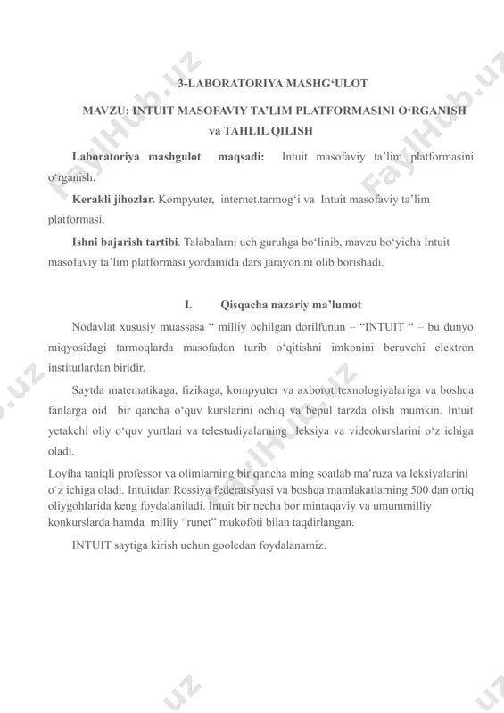intuit masofaviy ta’lim platformasini o‘rganish va tahlil qilish mashg‘uloti - Page 2