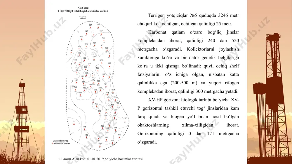40005 8492 84142 7114813 10 oktabr 76 357683 3919989 184597688 8227 92369 7123040 11 noyabr 76 337904 4257893 184935592 7772 100141 7130812 12 dekabr 74 377626 4635519 185313218 8655 108796 7139467 keyingi yillarda bypassni kamaytirish uchun hrc o'tkazilishi mumkin. 2027 yildan 2030 yilgacha gaz turbinali dvigatel shaftasida 3 mvt dan ortiq talab qilinadigan quvvat sarfini ta'minlash uchun texnologik gazning qisman resirkulyatsiyasini ta'minlash kerak. o'z ehtiyojlari uchun gazni tozalash tizimi suyuq va mexanik aralashmalarni olib tashlash, shuningdek, gaz turbinali dvigatellar uchun yoqilg'i gazini o'lchash va mash'alaning gazini tozalash uchun mo'ljallangan. o'zingizning ehtiyojlaringiz uchun gazni tozalash tizimi quyidagilarni o'z ichiga oladi: - ikkita yonilg'i gaz separatorlari s-701/a, b (bitta filtrning sig'imi 0,615 m3, kondensat kollektorining quvvati 0,2 m3); - uzrg-701 gazni hisobga olish moslamasi. yoqilg'i va bufer gazni tayyorlash tizimi gaz kompressorlarini ta'minlash tizimlariga tozalangan tabiiy gazni etkazib berish uchun mo'ljallangan. komponentning nomlanishi olchov miqdori qiymati gaz tarkibi: - metan(сн4) % mol …