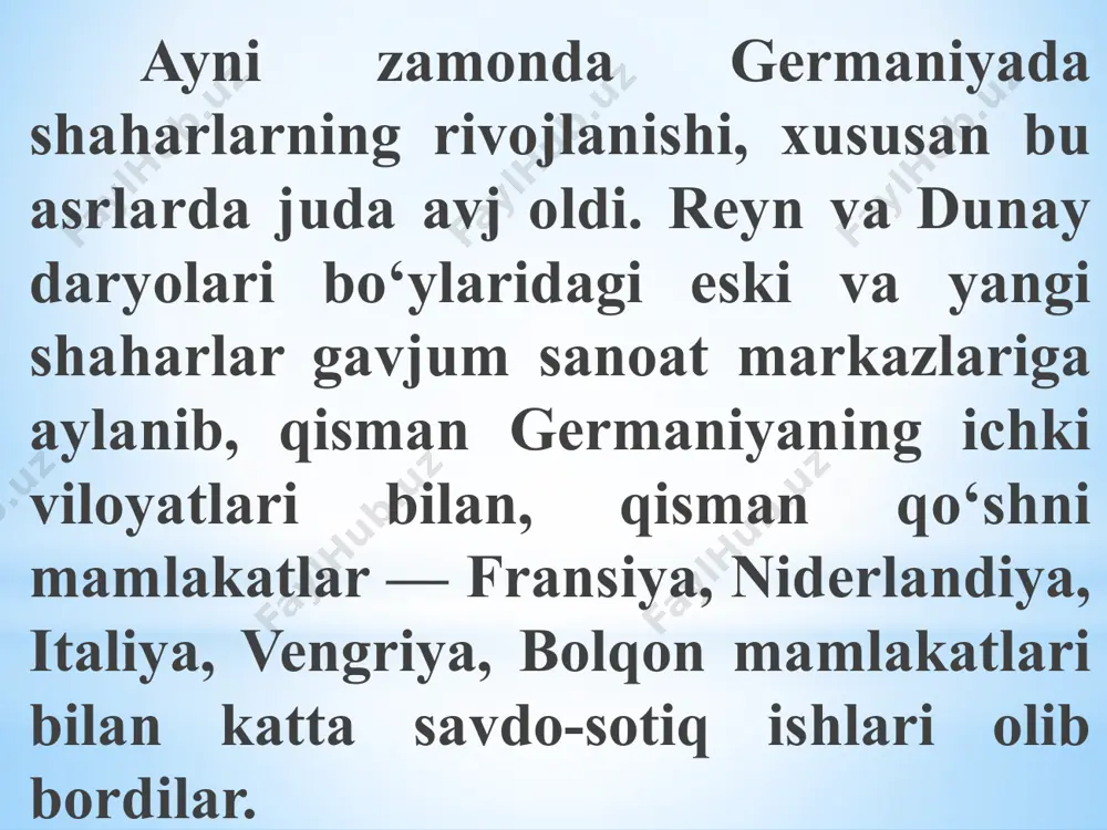 hish taklif qilindi. milan shahrini cho‘lu biyobonga aylantirish maqsadida, uning markaziy maydonini qo‘sh solib haydab, so‘ngra uning pushtalariga tuz sepildi. nemis ritsarlari milan yonidagi o‘z lagerlarida qatl etilgan lombardiyaliklarning kesilgan kallalarini koptok qilib o‘ynashardi. shafqatsiz jazolar italiya shaharlarining qaddini vaqtinchagina bukdi. tez orada lombardiya ligasi nomi ostida nemislarga qarshi lombardiya shaharlarining ittifoqi tashkil topdi. bu ittifoqqa 15 ta shahar kirdi. shu vaqtga kelib o‘zining qaddini rostlab olgan va sanoat hamda savdo-sotiq ishlarini yangidan yo‘lga qo‘ygan milan shahri xii asrning 60-yillarining o‘rtalaridan boshlab bu ittifoqda yana asosiy rol o‘ynadi. shtaufenlarning yutuqlaridan bezovta bo‘lgan papa aleksandr iii (1159— 1181) ham ligaga kirdi. 1167 yilda barbarossa italiyaga yana katta qo‘shin tortib kelib, rimni oldi. papa aleksandr iii qochib ketishga majbur bo‘ldi. imperator lombardiya shaharlarini tinchitmoqchi bo‘ldi, lekin to‘satdan boshlangan o‘lat kasali uning qo‘shinlarining safini xarob etdi, 25 ming kishi o‘ldi va shundan keyin u gepmaniyaga qaytishga majbur bo‘ldi. barbarossaning uzoq vaqt bo‘lmaganligidan foydalangan …