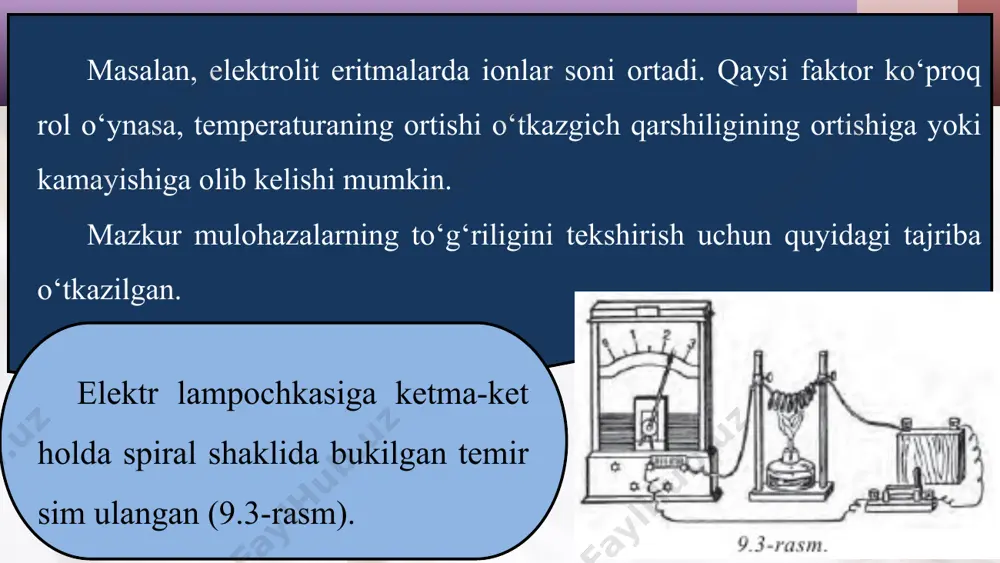 metall o‘tkazgichlar qarshiligining temperaturaga bog‘liqligi 10 - sinf - Page 4