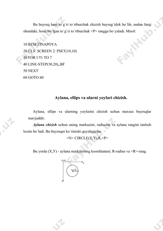 ekranda turli grafik shakllarni hosil qilish. kеsma, to`g`ri to’rtburchaklar chizish. - Page 5