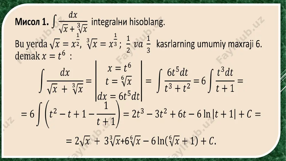 irratsional funksiyalarni integrallash - Page 5