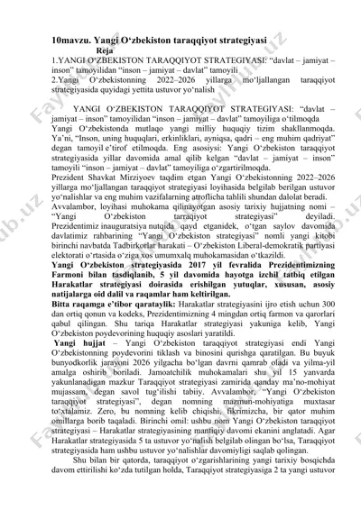 yangi o‘zbekiston taraqqiyot strategiyasi — DOCX