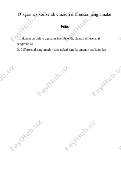 o’zgarmas koifsentli chiziqli diffrensial tenglamalar — PDF