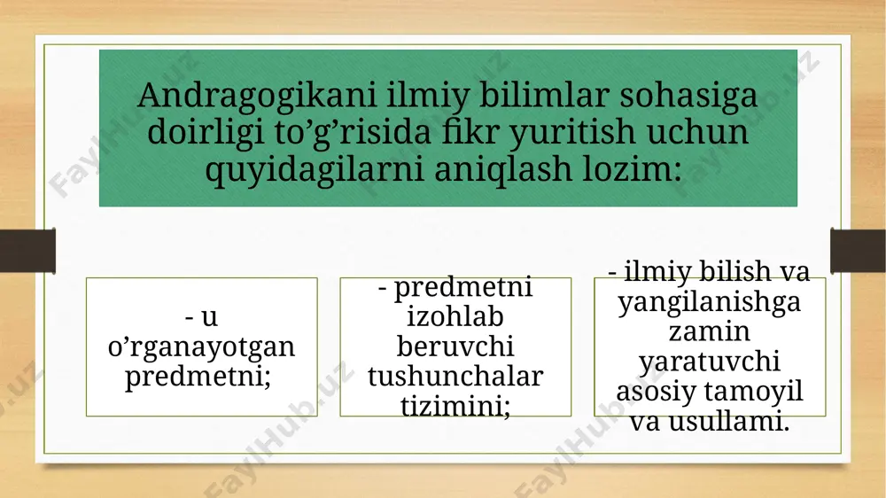 davomidagi ta’limga oid masalalarni aks ettiruvchi biografik ma’lumotlar, esdaliklarni o’rganish); - kontent-taxlil (xujjatlar, manbalarni son-sifat jixatdan taxlil qilish); - interpretastiya (axolining turli qatlamlarini o’qitishning mazmunmohiyati va usullarini belgilash). image5.png image6.png image7.jpeg image3.png image4.png /docprops/thumbnail.jpeg