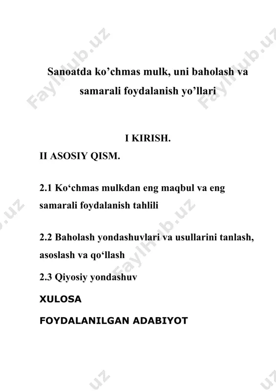 hi va xizmat muddati qisqa elementlarning qoldiq tiklash qiymati yig‘indisi o‘rtasidagi farq sifatida hisoblanadi; bartaraf etib bo‘lmaydigan jismoniy eskirish qiymati eskirish darajasining eskirishni hisoblash bazasiga ko‘paytmasi sifatida hisoblanadi. xizmat muddati qisqa elementlar, ya’ni yaxshilashning xizmat muddati mobaynida vaqti-vaqti bilan almashtirishni talab etadigan elementlar bo‘yicha bartaraf etib bo‘lmaydigan jismoniy eskirish qiymatini hisoblash quyidagi tartibda amalga oshiriladi: bartaraf etib bo‘lmaydigan jismoniy eskirish darajasi elementlar haqiqiy yoshining ularning umumiy jismoniy xizmati (foydalanish normativ muddati)ga nisbati sifatida hisoblanadi; eskirishni hisoblash bazasi elementning tiklash qiymati (almashtirish qiymati) bilan uning bartaraf etib bo‘ladigan jismoniy eskirishi o‘rtasidagi farq sifatida hisoblanadi; bartaraf etib bo‘lmaydigan jismoniy eskirish qiymati eskirish darajasining eskirishni hisoblash bazasiga ko‘paytmasi sifatida hisoblanadi. xizmat muddati qisqa elementlardan foydalanish muddatlari turli ahamiyatga molik binolar va inshootlarni ta’minlash va ulardan foydalanishga doir tegishli ma’lumot materiallari bo‘yicha olinadi. funksional eskirish qiymatini aniqlashda baholovchi bartaraf etib bo‘ladigan funksional eskirish va bartaraf etib bo‘lmaydigan funksional eskirishni hisoblaydi. yaxshilash ayrim elementlarining yo‘qligi, …
