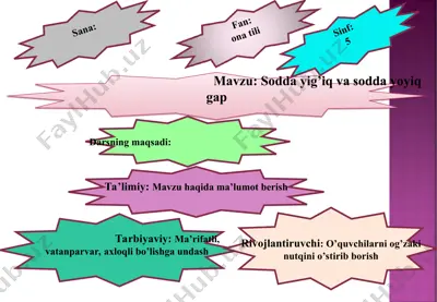 sodda yig’iq va sodda yoyiq gap — PPT