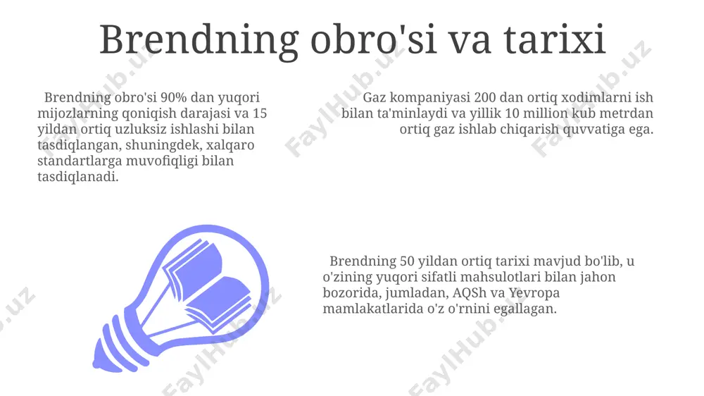 koniyatini beradi. gaz ishlab chiqarishda zamonaviy 3d modellashtirish va simulyatsiya texnologiyalari qo‘llanilishi, masalan, germaniyadagi zavodlarda 90% gacha samaradorlikni ta'minlaydi. ekolojik toza va energiya samaradorligi energiya samaradorligi yuqori bo'lgan gazlar, masalan, rossiyadan olingan ba'zi turlari, yonish jarayonida 95% dan yuqori samaradorlik ko'rsatkichiga ega bo'lib, energiya tejashga yordam beradi. ekolojik toza gaz markalarida, masalan, germaniyada ishlab chiqarilgan ba'zi brendlarda, metan (ch4) tarkibidagi zararli aralashmalar miqdori 0,01% dan kam bo'ladi, bu esa havoni ifloslanishdan himoya qiladi. o'zbekistondagi gaz ta'minotida ekologik toza gaz iste'moli 2023 yilda 15% ga oshgan bo'lsa, energiya samaradorligi yuqori bo'lgan gazlarning ulushi 10% ni tashkil etadi. garantiya shartlari garantiya shartlari o'z ichiga 20% gacha bo'lgan ta'mirlash xarajatlarini qoplashni o'z ichiga oladi, agar nuqson ishlab chiqaruvchining aybi bilan yuzaga kelgan bo'lsa va bu 3 yildan kam vaqt ichida aniqlangan bo'lsa, shartnoma uzbekistan hududida amal qiladi. gaz uskunalari uchun 10 yillik garantiya, agar siz toshkent shahrida ro'yxatdan o'tgan mijoz bo'lsangiz va yillik …