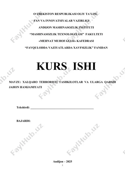 xalqaro terrorizm va terroristik tashkilotlar — DOCX