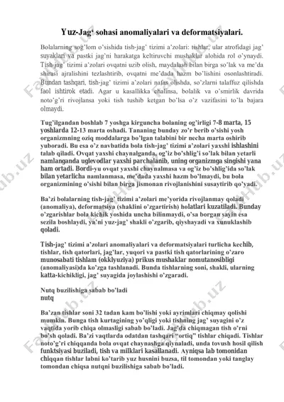 yuz-jag‘ sohasi anomaliyalari va deformatsiyalari — PDF