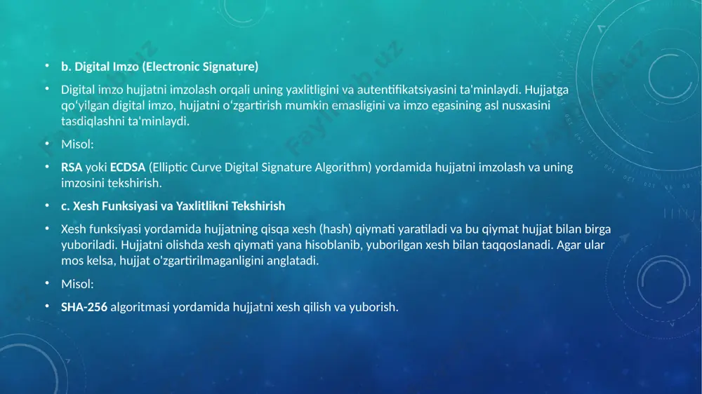 kriptografik algoritmlar va hujjat reolizatsiyasi - Page 5