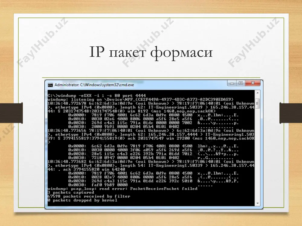 р пакет учун уникал бўлган, ўсиб борувчи сонлардан (0,1,2,3,.....) фойдаланилади. бунда ушбу сон пакетни тартиб рақамига мос келади. назорат саволлари 1. tcp/ip протоколида мавжуд муаммолар. 2. ipsec протоколининг имкониятлари ва вазифаси. 3. ipsec протоколида фойдаланилган аутентификация усуллари. 4. ipsec протоколида пакет тузилиши.