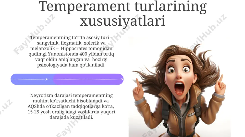 xarakter shakllanishida 5 yoshgacha bo'lgan davr muhim ahamiyatga ega bo'lib, bu davrda bolaning asosiy hissiy-irqiy xususiyatlari va ijtimoiy munosabatlariga oid 70% ta'sir ko'rsatadi, shuningdek, oila va yaqin atrof muhit katta rol o'ynaydi. xarakterning shakllanishida kognitiv rivojlanish, 12 yosh atrofida o'z-o'zini anglashning rivojlanishi va ijtimoiy munosabatlarning murakkablashuvi kabi omillar muhim hisoblanadi, bu jarayon taxminan 20-25 yoshga kelib yakunlanadi. xarakterni o'zgartirish mumkinmi? xarakterning o'zgarishi, 5-ball shkalasi bo'yicha o'rtacha 1-2 ballga o'zgarishni anglatadi va bu shaxsning hayot sifatini sezilarli darajada yaxshilash uchun etarli bo'lishi mumkin. bu esa muayyan harakatlar va maqsadlarga erishishga yordam beradi. xarakterning o'zgarishi 20-30 yosh oralig'ida ko'proq kuzatiladi, bu davrda miya faoliyati va neyrokimyoviy jarayonlarning o'zgarishi tufayli, masalan, prefrontal korteksning rivojlanishi bilan bog'liq. qobiliyatlarni baholash metodlari qobiliyatlarni baholashda psixometrik testlar, masalan, stanford-binet intellekt testi yoki wechsler intellekt shkalasi kabi 10 dan ortiq subtestlardan foydalaniladi va natijalar 100 ballli shkala asosida ifodalanadi. o'zbekistonning 15 ta viloyatida o'tkazilgan tadqiqotlar shuni ko'rsatdiki, amaliy …