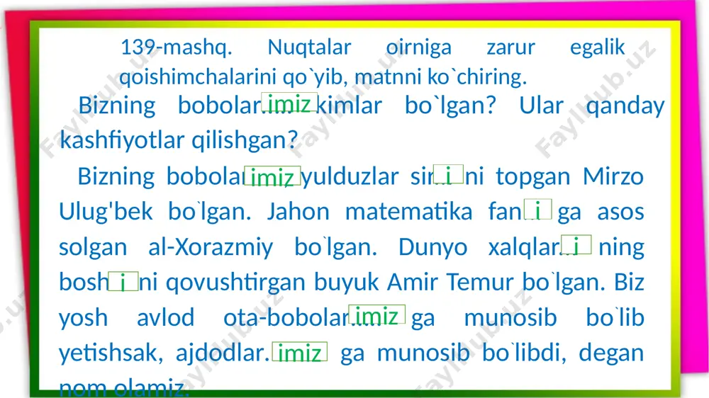 egalik qo'shimchalarining birlik va ko'plik ma'nosida ifodalanishi - Page 4