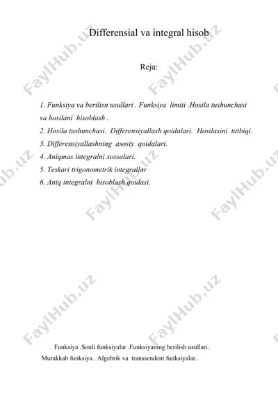 differensial va integral hisob — DOC