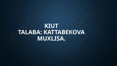 tibbiyot so'nggi katushunlar va asosiy tamoyillari — PPTX