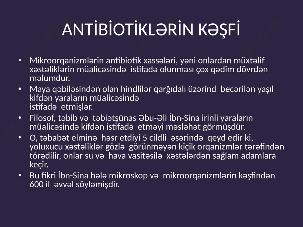 ), fazelin - phaseolus vulgaris (lobya). 7.heyvan mənşəli antibiotiklər: lizosim, ekmiolin, krusin, interferon. antibiotiklərin biotexnoloji üsulla sintezi antibiotiklərin biotexnoloji üsulla sintezində əsasən mikroorqanizmlərin istifadəsinə istinad edilir. əsl bakteriyaların sintez etdiyi antibiotiklər. bakteriyaların əmələ gətirdikləri antibiotiklər kimyəvi cəhətdən polipeptid və ya zülal təbiətlidir. hazırda bakteriyaların tərkibind 140-dan artıq antibiotik maddə aşkar edilmişdir. praktiki cəhətdən aşağıdakı antibiotiklər mühüm əhəmiyyət kəsb edirlər. tirotritsin. i̇lk dəfə 1930-cu ildə dyubo tərəfindən bacillus brevis spor əmələ gətirən aerob bakteriyalardan alınmışdır. antibiotiki almaq üçün bakteriya ətli-peptonlu duru qida mühitində 4-5 sutka ərzind 37ºs-də becərilir. tirotritsinin əsas hissəsi hüceyrə daxilində toplandığı üçün onu bakteriya hüceyrəsindən ekstraksiya üsulu ilə ayırırlar. kultural maye xlorid turşusu vasitəsilə ph 4,5-ə qədər turşulaşdırılır. bu zaman bakteriya hüceyrələri və mayedə olan antibiotik maddə çökür. filtrasiya yolu ilə çöküntü mayedən ayrılır və turş spirtlə 1 sutka ərzində ekstraksiya olunur, nəticədə antibiotik hüceyrədən spirt məhluluna keçir. məhlulu bakteriya kütləsindən ayırıb vakuum altında buxarlandırmaqla qatılaşdırır və ona …