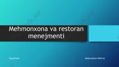 mehmonxonavarestoranmenejmenti — PPTX