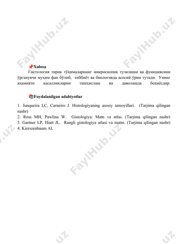 gistalogiya - tirik to'qimalarning ilmiy asoslari - Page 5