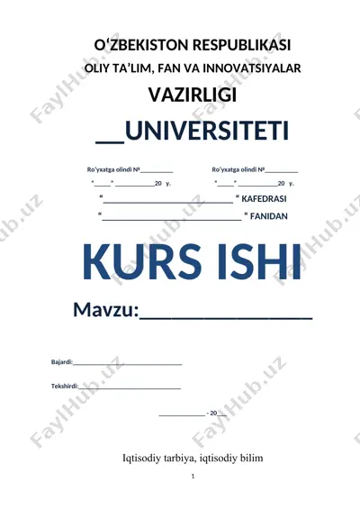 kurs ishi mavzu: iqtisodiy tarbiya — DOC