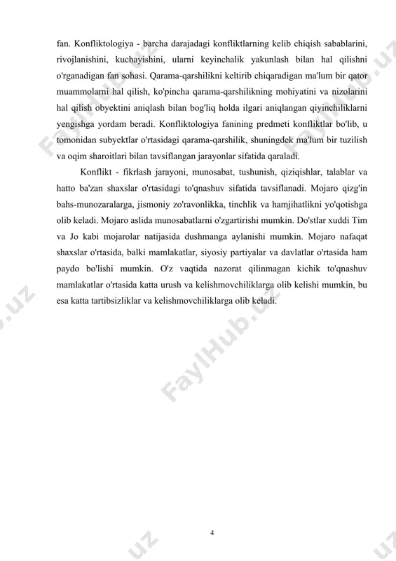 oir qadashlar o‘rta osiyoda ilk uyg‘onish davri deb nom olgan - ix-xii asrlarda faoliyat ko‘rsatgan mutafakkirlarning dunyoviy ma’rifatga intilishi va bu yo‘lda o‘tmish davlatlarning madaniyati yutuqlaridan keng foydalanish, insonni ulug‘lash, uning ma’naviy fazilatlarini asoslash borasidagi fikr-mulohazalari jamiyatdagi konfliktlar haqidagi tarixiy bahslarda o‘ziga xosligi bilan ajralib turadi. abu nasr farobiy (873-950 y.) birinchi bo‘lib jamiyatning kelib chiqishi va davlatni qanday boshqarish kerakligi haqidagi ilmiy-nazariy bilimlar tizimini ishlab chiqdi. bular asosan kuyidagilardir: – ijtimoiy hayot haqidagi fan va uning vazifasi; – inson jamoasining vujudga kelishi, tarkibi va turlari; – shahar-davlat jamoasining hayoti va fazilati, davlatning faoliyati vazifasi va uni boshqarish shakllari; – insonning jamiyatdagi o‘rni va vazifasi, aqliy, axloqiy kamoloti masalalari; – davlat jamoasining maqsad va vazifalari, insonni baxt-saodatga erishtirishning usullari va yo‘l-yo‘riqlari. o‘rta osiyodagi ilk uyg‘onish davri vakillaridan biri abu ali ibn sino (980-1037 yy.) dir. ibn sino jamiyatdagi konfliktlar haqida o‘zining “risolatu tadbiri manzil”, “inshorat va tanbixat” kabi asarlarida fikrlar …