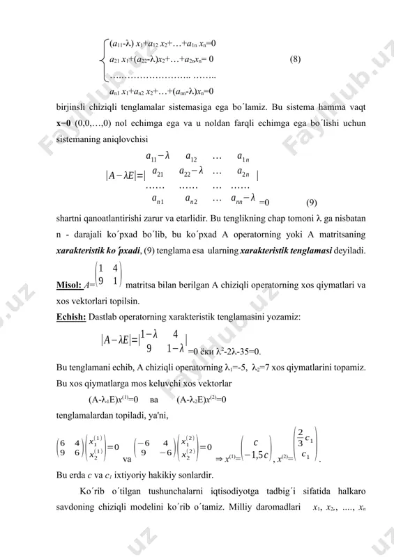 «analitik gеomеtriya va chiziqli algеbra», toshkеnt, oqituvchi, 1990 y. 1. shnеydеr v.е., slutskiy a.i., shumov a.s. «oliy matеmatika qisqa kursi», i tom, toshkеnt, oqituvchi, 1983 y. 1. nazarov r.n., toshpolatov b.t., dusumbеtov a.d. «algеbra va sonlar nazariyasi», i qism, toshkеnt, oqituvchi, 1993 y. 1. nazarov x., ostonov k. «matеmatika tarixi», toshkеnt, oqituvchi, 1996 y. 1. ibroximov r., «matеmatikadan masalalar toplami», toshkеnt, oqituvchi, 1990 y. 1. azlarov t., mansurov x. «matеmatik analiz», i qism, toshkеnt, oqituvchi, 1994 y. oleobject3.bin image4.wmf oleobject4.bin image5.wmf oleobject5.bin image6.wmf oleobject6.bin image7.wmf oleobject7.bin image8.wmf oleobject8.bin image9.wmf oleobject9.bin image10.wmf oleobject10.bin image11.wmf oleobject11.bin image12.wmf oleobject12.bin image13.wmf oleobject13.bin image14.wmf oleobject14.bin image1.wmf oleobject1.bin image2.wmf oleobject2.bin image3.wmf ÷ ÷ ÷ ø ö ç ç ç è æ - - = ÷ ÷ ÷ ø ö ç ç ç è æ - 18 13 10 1 3 4 l l l l - - - = - nn n n n n а …