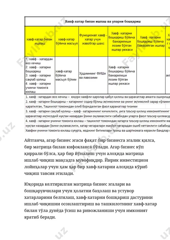 biznesda riks-menеjment: xavf-hatar matritsasi - Page 4