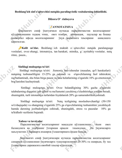 paralingvistik vositalar va ularning ta'siri — DOCX