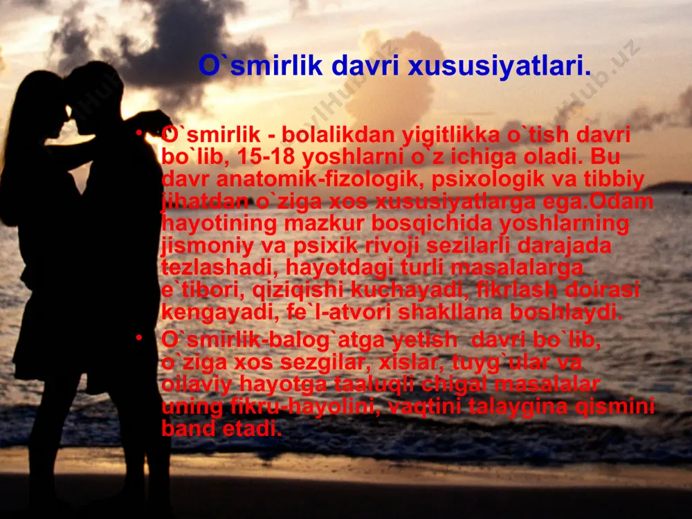 motlarni u o`zidan sal yoshi kattaroq o`rtoqlaridan so`rab bilishga majbur bo`ladi.afsuski, ulardan olingan ma`lumotlar o`smirda noto`g`ri tasavvurlar va yanglish fikrlarni yuzaga keltiradi. oqibatda o`smir qaltis, zararli harakatga yo`l qo`yishi mumkin.ba`zan bu xato, adashuv o`smir uchun juda qimmatga tushadi, hayotini izidan chiqaradi. ushbu tarbiyaviy ishlar taxminan quyidagi tartibda olib borilishi mumkin: o`gil va qiz bolalar o`rtasida jinsiy-ahloqiy munosabatlarni shakllantirish; ularda o`zaro hurmat, beg`araz do`stlik, samimiy hamkorlik, his-tuyg`ularini vujudga keltirish; o`gil va qiz bolalar organizmining o`sish-rivojlanish xususiyatlari to`g`risida, har ikkala jinsdagi bolalarda ilmiy tushuncha hosil qilish; oilaviy hayotning ijtimoiy-psixologik jihatlari, ro`zg`or yumishlari bo`yicha bolalarda to`liq tasavvur hosil qilish kabilar. maktab o`quvchilari orasida jinsiy tarbiya. oilaviy hayot, ro`zg`or yumishlari, jinsiy tarbiya masalalari bo`yicha maktabda o`quvchilar bilan kim shug`ullanishi kerak degan savolga ko`pchilik olimlar, tibbiyot, ta`lim, ma`naviy-ma`rifiy va madaniyat sohalari mutaxassislarining fikricha, asosan sinf rahbari, shuningdek, deyarli hamma fan o`qituvchilari shug`ullanishi lozim. jumladan: har bir fan o`qituvchisi dars vaqtida temaning mazmuniga qarab, jinsiy tarbiya …
