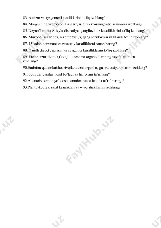 ini ta’riflang? 92.allantois ,xorion,yo’ldosh , amnion parda haqida ta’rif bering ? 93.plantoskopiya, raxit kasaliklari va oyoq shakllarini izohlang?