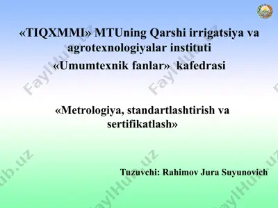 «standartlashtirish asoslari» — PPT