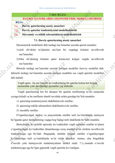 davriy qatorlarning asosiy unsurlari — DOCX