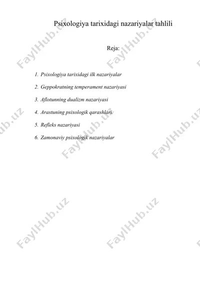 psixologiya tarixidagi nazariyalar tahlili — DOC