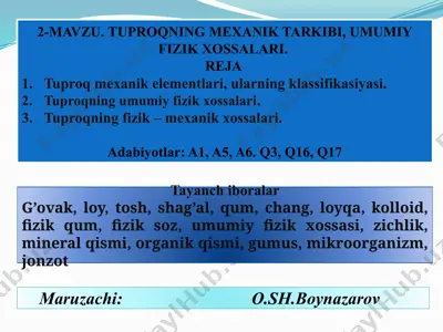 tuproqning mexanik tarkibi — PPTX