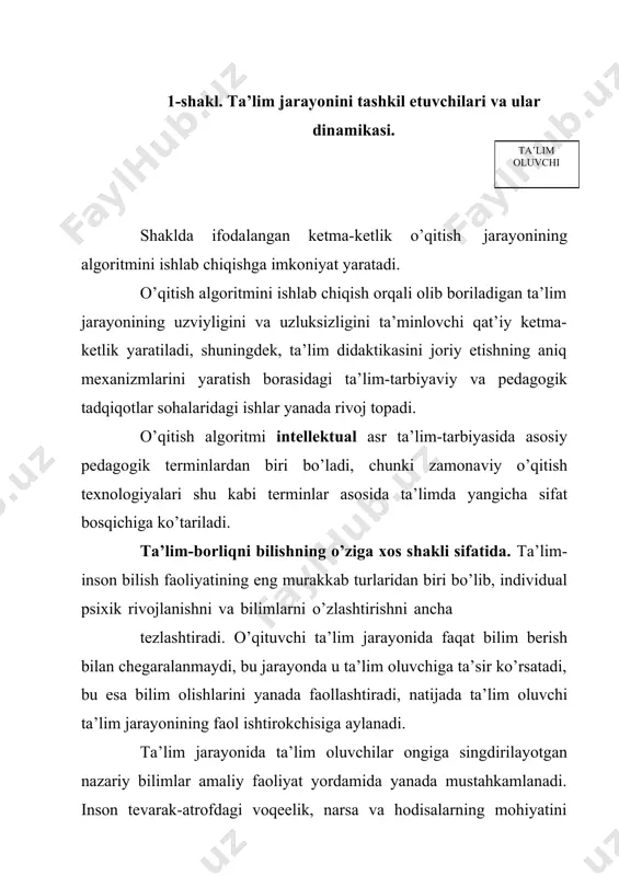 yoki boshqacha aytganda, tasavvur sezgi a’zolariga qachonlardir ta’sir etgan hamda idrok qilingan narsa va voqea-hodisalarning ongdagi yaqqol hissiy obrazidir. tajriba vositasida odamda tasavvur zahirasi boyib, ko’payib boradi. tasavvur fikrlashda, tushunchalarning tarkib topishida muhim rol o’ynaydi. tasavvur muayyan umumlashmalarning mavjudligi bilan bog’liq. sezish, idrok va tasavvur bilishning muhim tarkibiy qismlari bo’lsa- da, ular ham haqiqiy voqealikni bilish muammosini to’la hal etishmaydi. bilish jarayonining eng yuqori bosqichida tafakkur yuzaga keladi. jonli mushohada va tafakkur doimo odamning amaliy faoliyatiga asoslanishi kerak. odam tabiat va ijtimoiy jamiyat qonuniyatlarini ochib, o’z faoliyatida ulardan foydalanishga intiladi. har qanday nazariy bilimning qiymati uning amaliyotga qanchalik xizmat qilishi bilan belgilanadi. nazariya amaliy faoliyat mohiyatidan kelib chiqib asoslanadi hamda amaliy faoliyatning yaxshiroq yo’lga qo’yilishiga xizmat qiladi. biroq, amaliyot ayni vaqtda bilimning to’g’riligini tekshirish vositasi hamdir. nazariy g’oya, fikr amaliyotda tekshirilgan va u orqali tasdiqlangandagina u inson bilimlarining muhim tarkibiy qismiga aylanadi. demak, bizga bilim amaliyotdan sezgi idrok, tasavvur va …