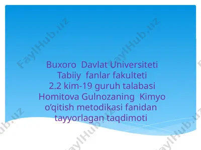 kimyo o’qitish metodikasi fanidan tayyorlangan taqdimot — PPTX