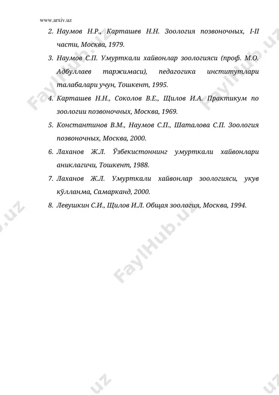 умурткалилар (vertebrata) ёки бош скелетлилар (craniata) - Page 5