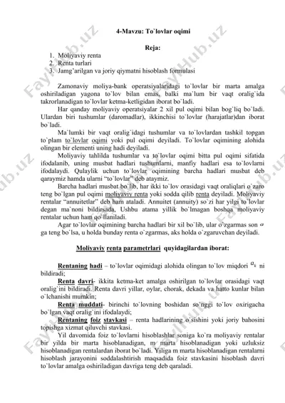 moliyaviy renta — DOCX