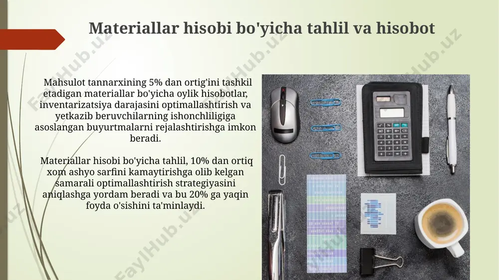 tish) o'tkazilishi kerak. inventarizatsiya jarayonida kamida 2 nafar xodim ishtirok etishi va har bir modda bo'yicha miqdor va sifat ko'rsatkichlari aniq belgilangan akt tuzilishi shart. e'tiboringiz uchun rahmat @taqdimot_robot image1.jpg image2.jpg image3.jpg image4.jpg image5.jpg image6.jpg image7.jpg image8.jpg image9.jpg image10.jpg image11.jpg image12.jpg image13.jpg