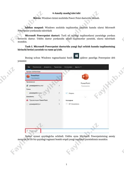 microsoft powerpoint dasturi — DOCX