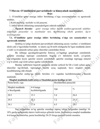 o’simliklarni parvarishlash va himoyalash mashinalari — DOC