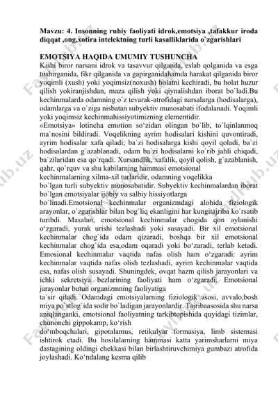 emotsiya haqida umumiy tushuncha — DOCX