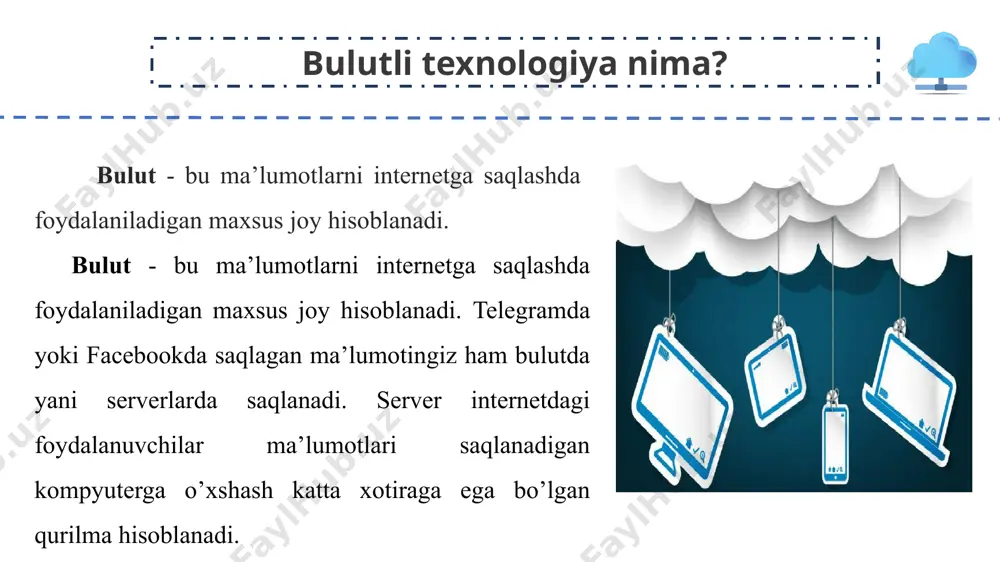 qlash xizmatidir. googledrive saqlangan fayllarni foydalanuvchining shaxsiy kompyuterlari, planshetlari va mobil qurilmalarida sinxronlashtiradi. platforma 15 gb bo'sh joyni taklif qiladi. google drive hujjatlar, jadvallar, slaydlar, rasmlar, media fayllarni saqlash real vaqtda sinxronizatsiya so'rovnomalarni saqlash fayllarni import va eksport qilish google drive platformasi uchun ro’yxatdan o’tish google drive platformasi uchun ro’yxatdan o’tish google drive platformasi uchun ro’yxatdan o’tish google drive platformasidan foydalanish google drive platformasidan foydalanish google drive platformasidan foydalanish google drive platformasidan foydalanish google drive platformasidan foydalanish google drive platformasidan foydalanish google drive platformasidan foydalanish yangi katolog (papka) yaratish google drive platformasidan foydalanish kompyuter yoki boshqa qurulmadan fayl yuklash google drive platformasidan foydalanish kompyuter yoki boshqa qurulmadan katolog yuklash google drive platformasidan foydalanish hujjat yaratishda bo’sh fayl yoki shablondan foydalanish bulutli hisoblashning afzalliklari foydalanuvchi xizmat uchun faqat kerak bo'lganda to'laydi, eng muhimi, u faqat o'zi ishlatgan narsa uchun to'laydi. bulutli texnologiyalar dasturiy ta'minot va jihozlarni sotib olish, texnik xizmat ko'rsatish, …