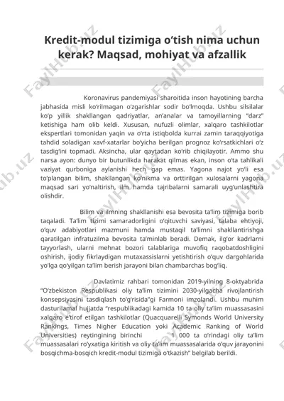 ta'limning bevosita tizimi — DOCX