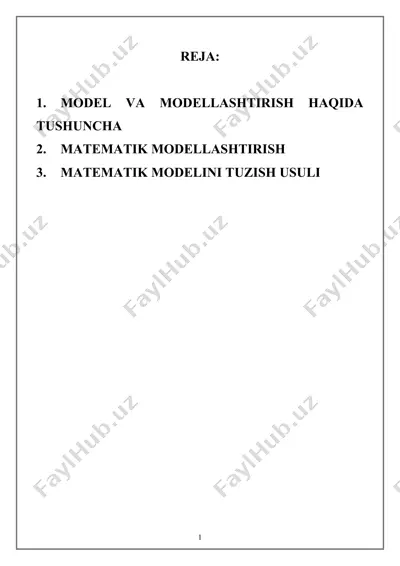 model va modellashtirish haqida tushuncha — DOC