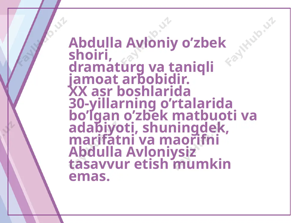m 1912-yilda yozilgan. birinchi muallimning mantiqiy davomi sifatida boshlang`ich sinf o`quvchilariga alifbodan so`ng o`qish uchun mo`ljallangan ochiq til va oson uslubda yozilgan axloqiy hikoyalar adabiy she`rlar bilan ziynatlangan o`qish kitobidir. ikkinchi muallim 1912-yilda yozilgan. birinchi muallimning mantiqiy davomi sifatida boshlang`ich sinf o`quvchilariga alifbodan so`ng o`qish uchun mo`ljallangan ochiq til va oson uslubda yozilgan axloqiy hikoyalar adabiy she`rlar bilan ziynatlangan o`qish kitobidir. turkiy guliston yoxud axloq 1913-yilda yozilgan. yuqori sinf o`quvchilari uchun mo`ljallangan insonlarni yaxshilikka chaqiruvchi yomonlikdan qaytaruvchi bir ilm, axloq kitobidir. maktab gulistoni maktab gulistoni 1916-yilda yozilgan ikkinchi sinfdan boshlab o`qiladigan adabiy va axloqiy hikoyalar va she`rlar to`plami yilda yozilgan ikkinchi sinfdan boshlab o`qiladigan adabiy va axloqiy hikoyalar va she`rlar to`plami. muxtasar tarixi anbiyo va tarixi islom 1913-yil o`zbek adabiyoti tarixidagi oxirgi namunasi hisoblanib, uchunchi va to`rtinchi sinflar uchun mo`ljallangan payg`ambarlar tarixi haqida, yosh avlodni haq yo`liga chorlash va e`tiqodlarni shakllantirishga xizmat qiluvchi darslikdir. tarbiy a biz uchun yo hayot, …