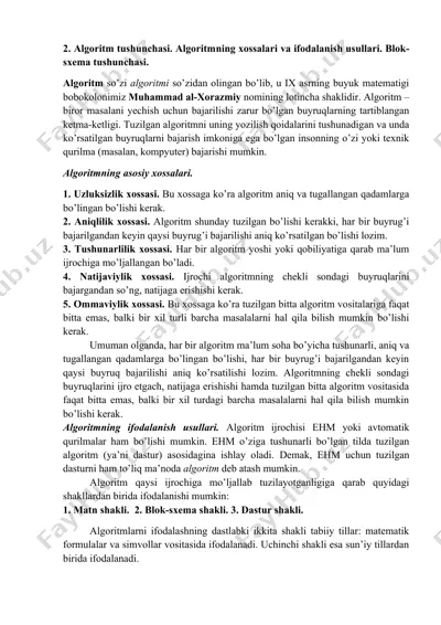 algoritm tushunchasi — DOCX